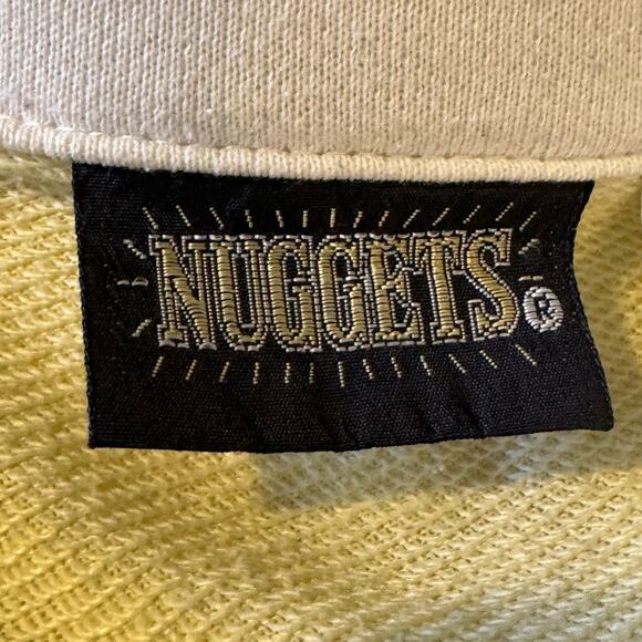 Vtg Nuggets Size Large Yellow Color Block 1/4 Snap Pullover Cropped Sweatshirt - Picture 6 of 7